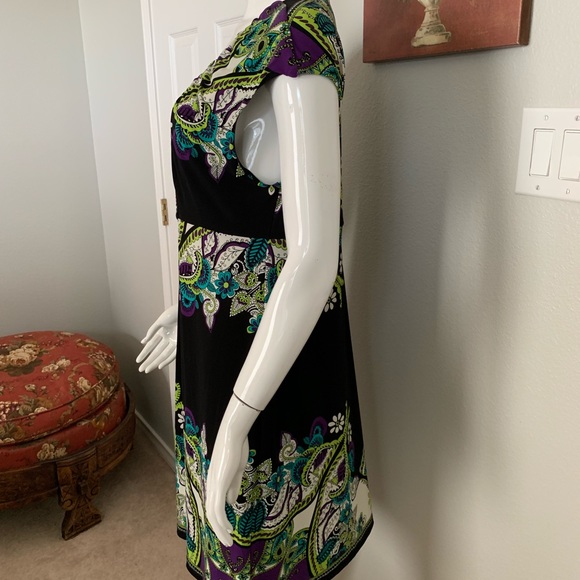 ECI Colorful Cap Sleeve Midi Dress with Beading - Picture 3 of 8